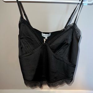 Black lace satin top